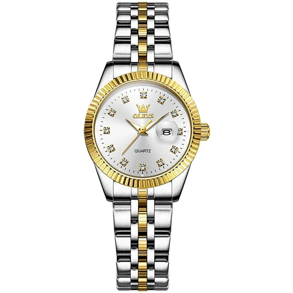Women Luminous Diamond Quartz Watch - Waterproof - White