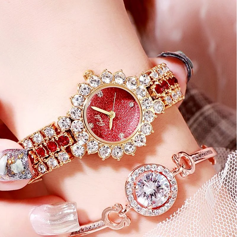 Women Quartz Bracelet Watch with Diamond Accents - Rose