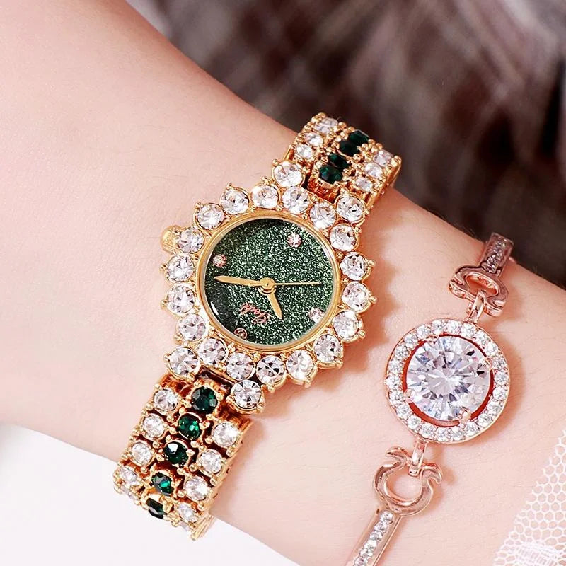Women Quartz Bracelet Watch with Diamond Accents - Rose