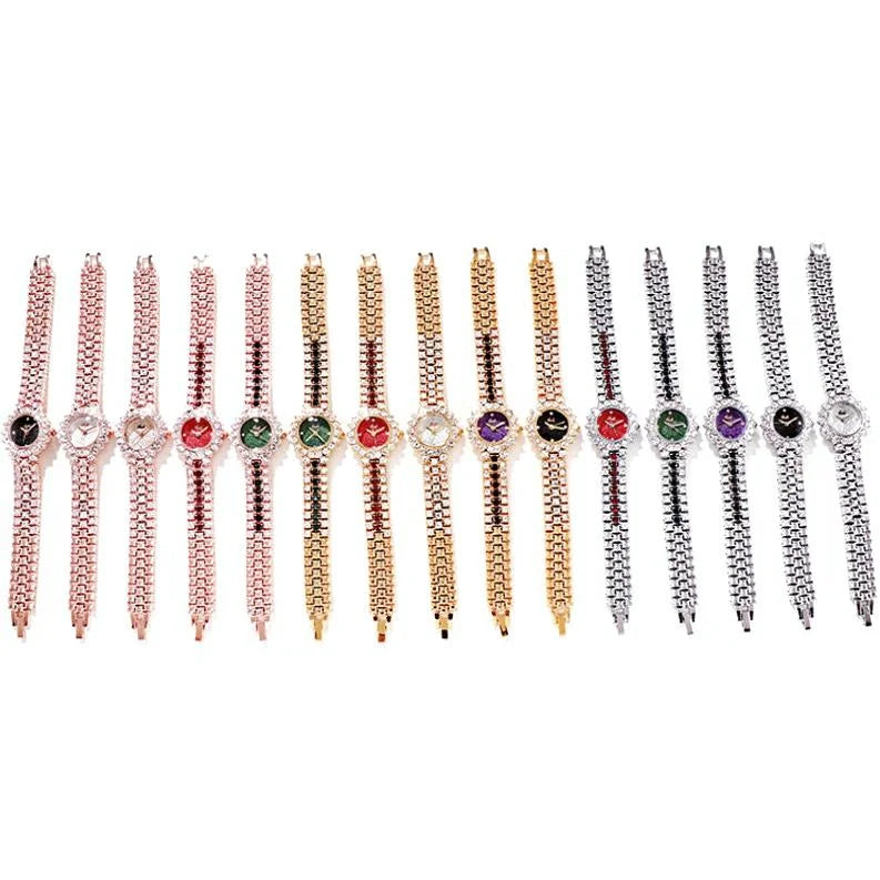 Women Quartz Bracelet Watch with Diamond Accents - Rose