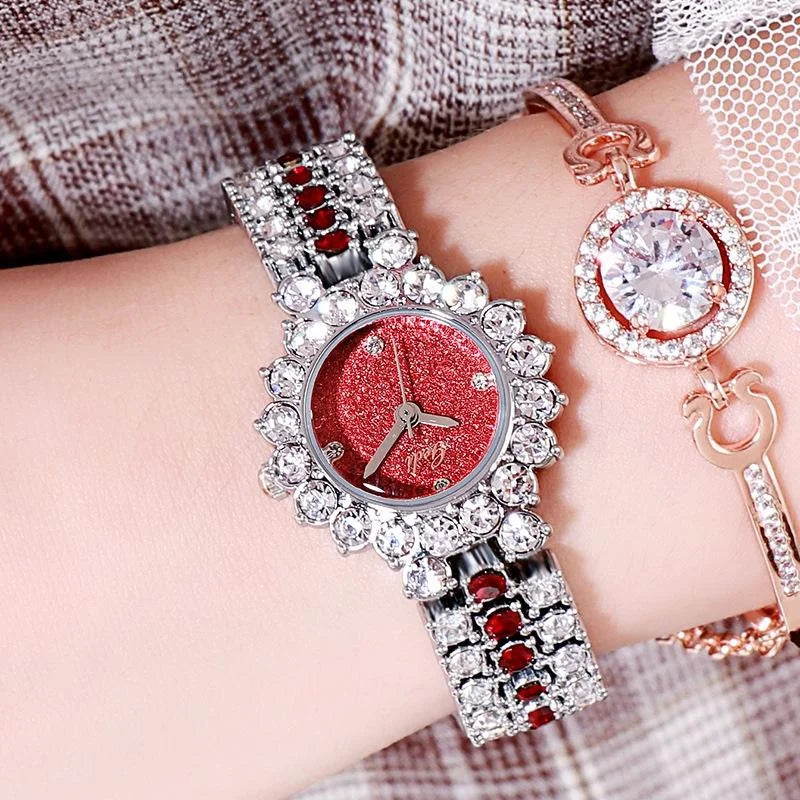Women Quartz Bracelet Watch with Diamond Accents - Rose