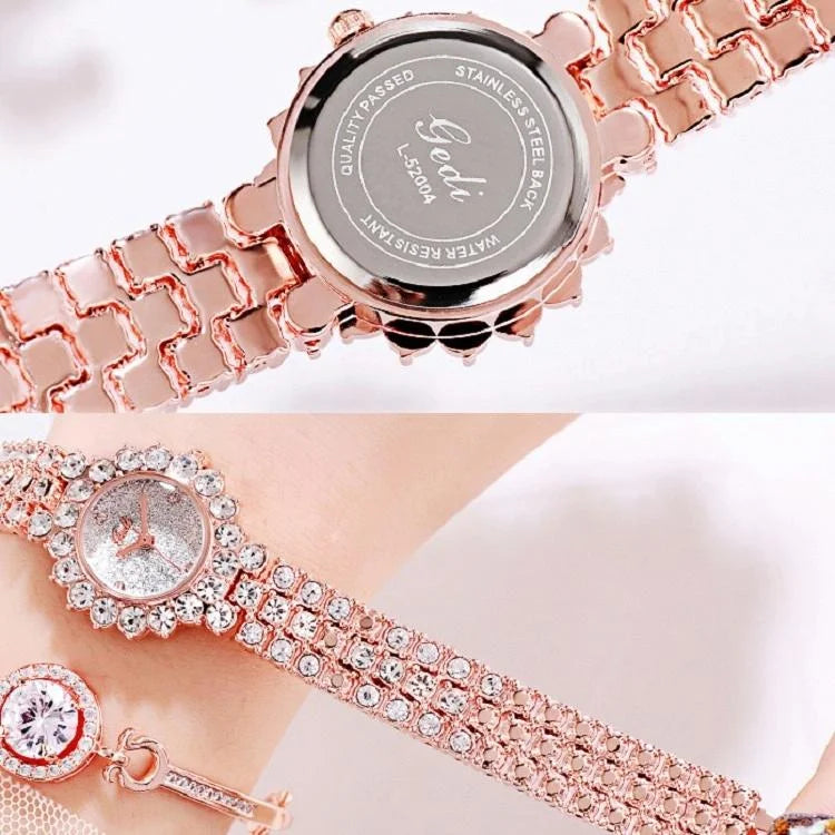Women Quartz Bracelet Watch with Diamond Accents - Rose