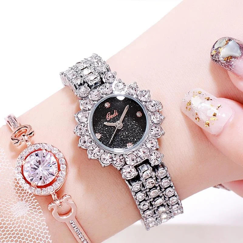 Women Quartz Bracelet Watch with Diamond Accents - Rose