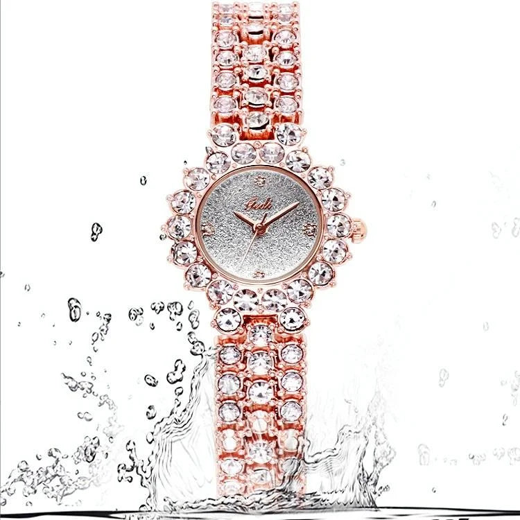 Women Quartz Bracelet Watch with Diamond Accents - Rose