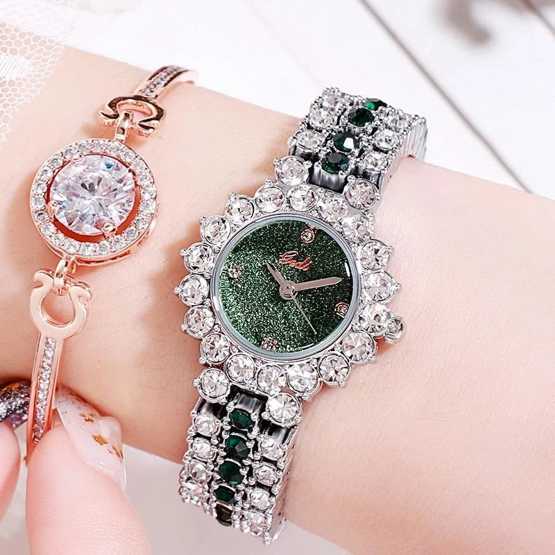 Women Quartz Bracelet Watch with Diamond Accents - Rose