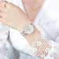 Women Quartz Watch with Diamond Roman Numerals and Round