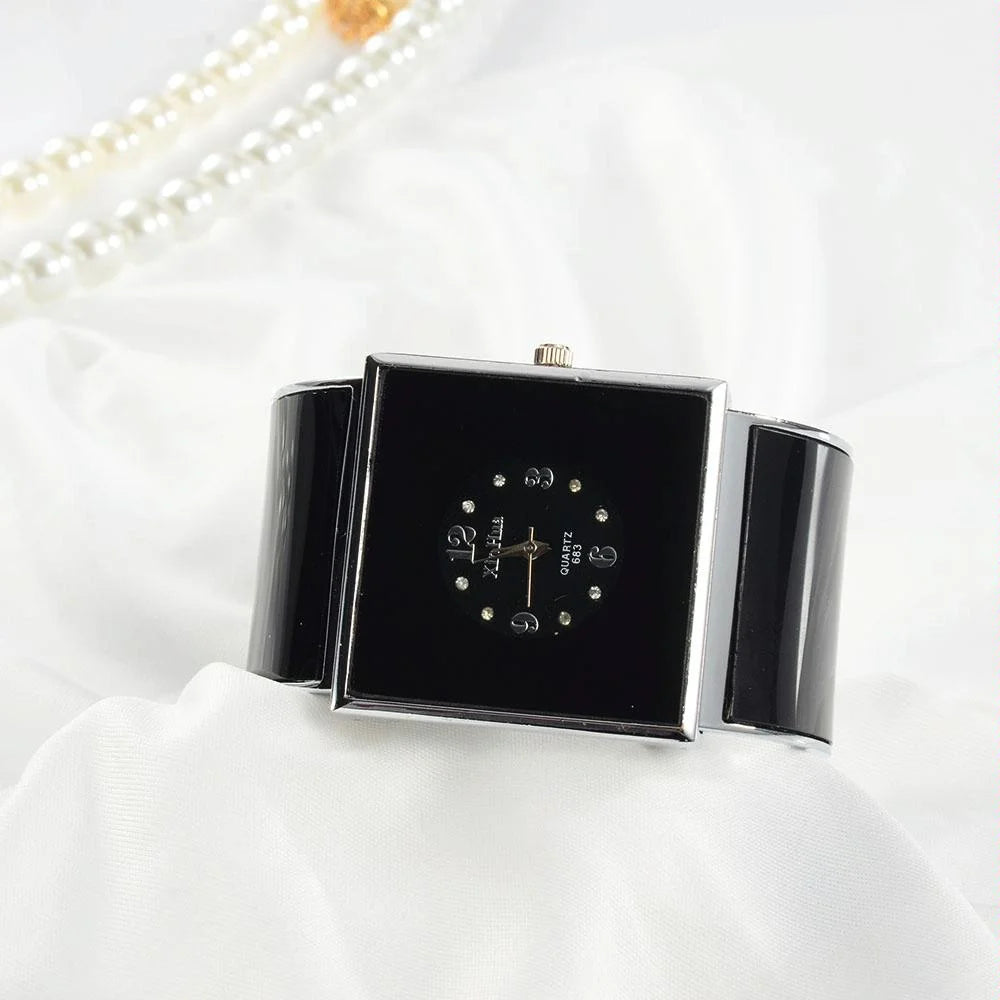 Women Square Dial Bracelet Watch - Large Face - Pink