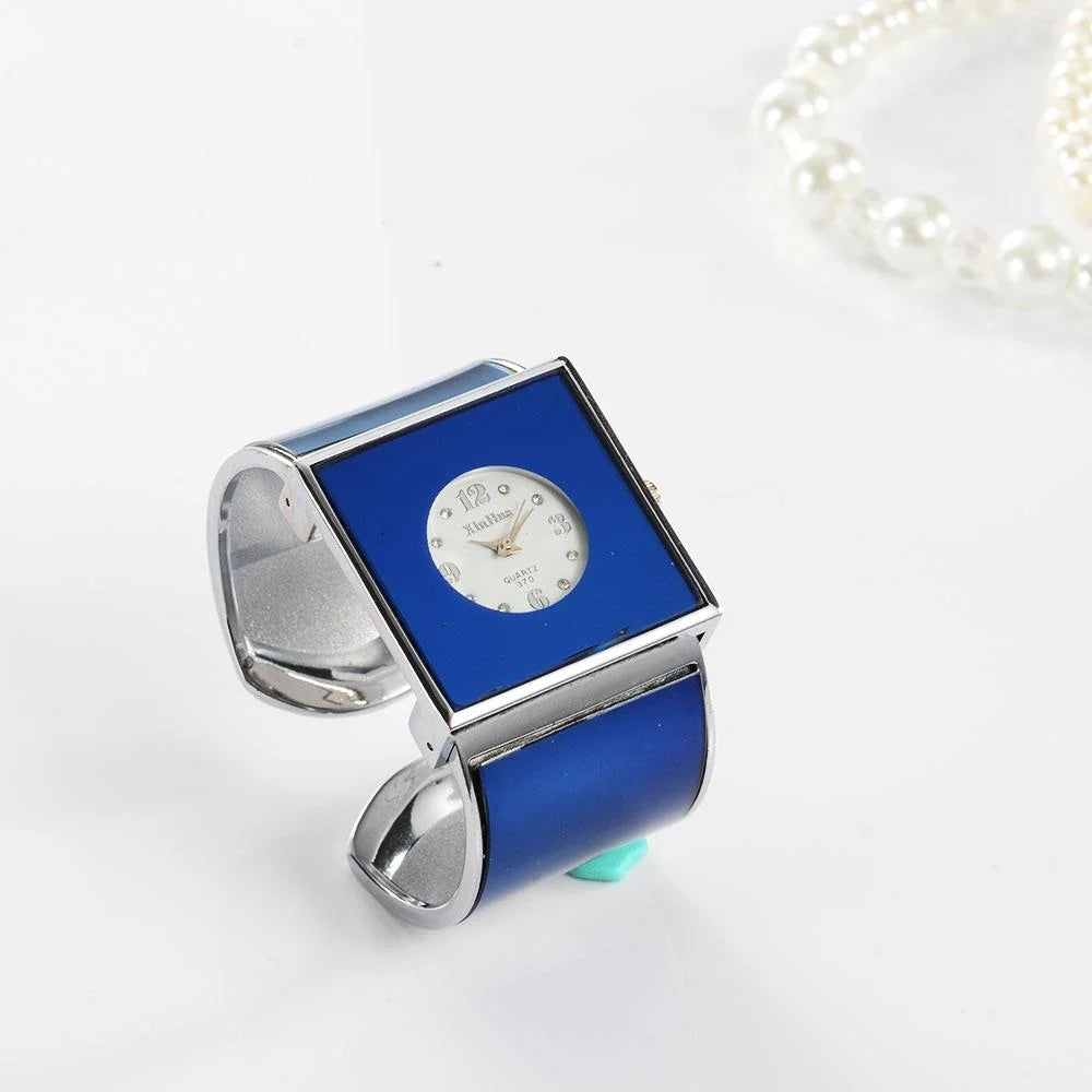 Women Square Dial Bracelet Watch - Large Face - White