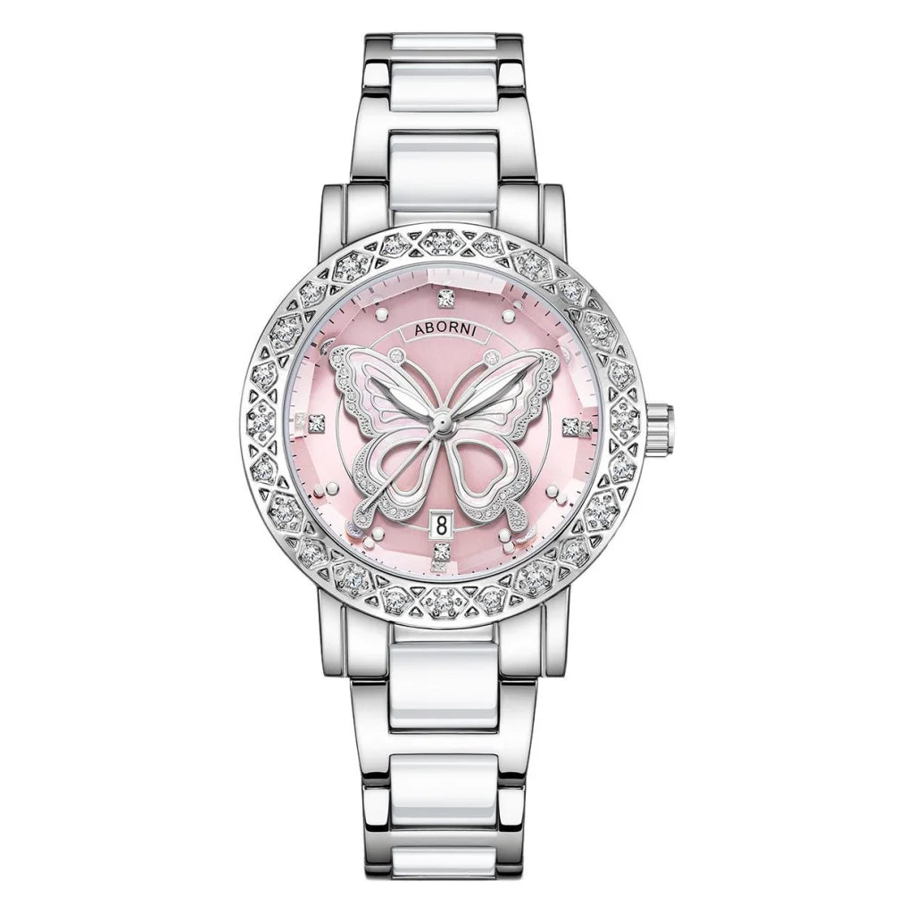 Women’s Butterfly Quartz Watch with Ceramic Steel Strap