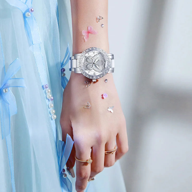 Women’s Butterfly Quartz Watch with Ceramic Steel Strap