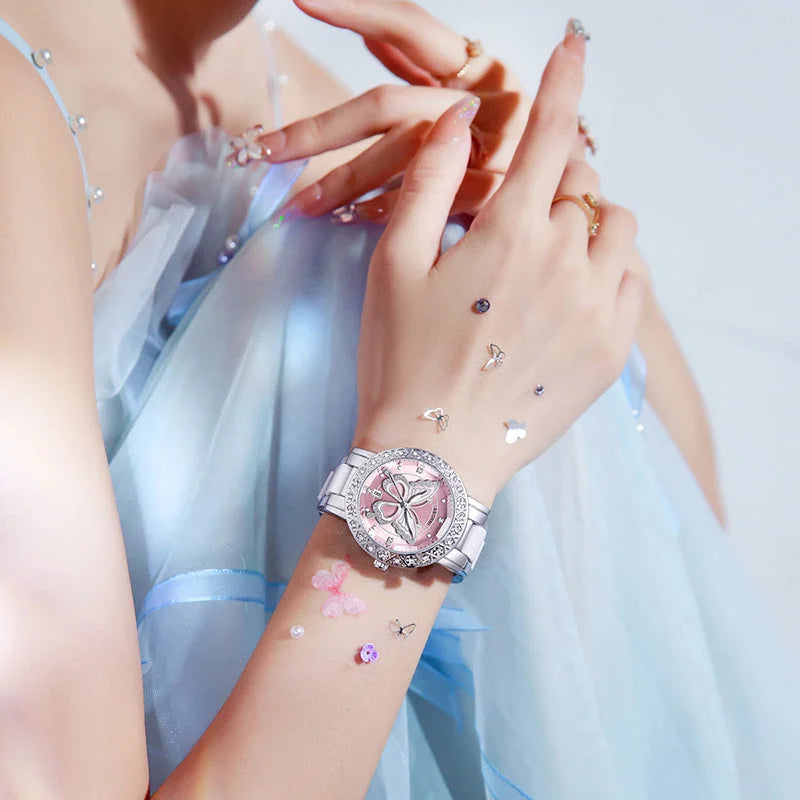 Women’s Butterfly Quartz Watch with Ceramic Steel Strap