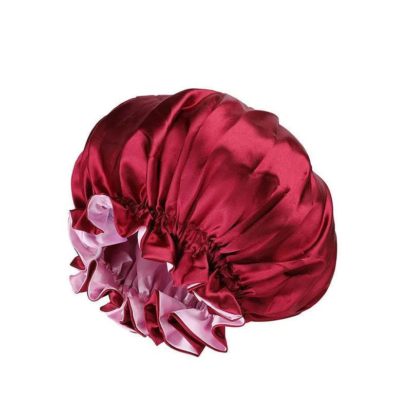 Womens Satin Sleep Cap Bonnet Elastic Wide Band Hair