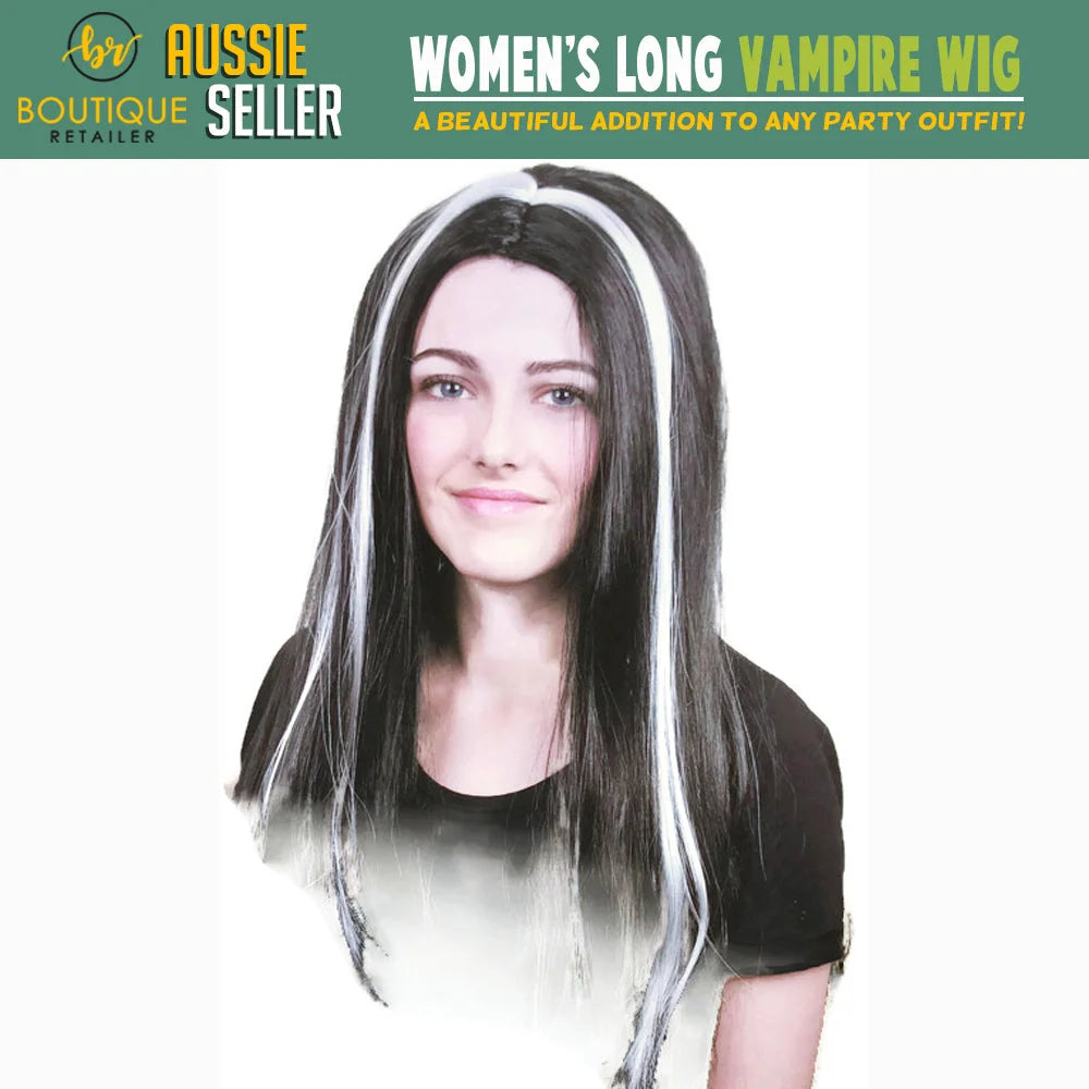 Womens VAMPIRE WIG Long Straight Wig Costume Party Hair