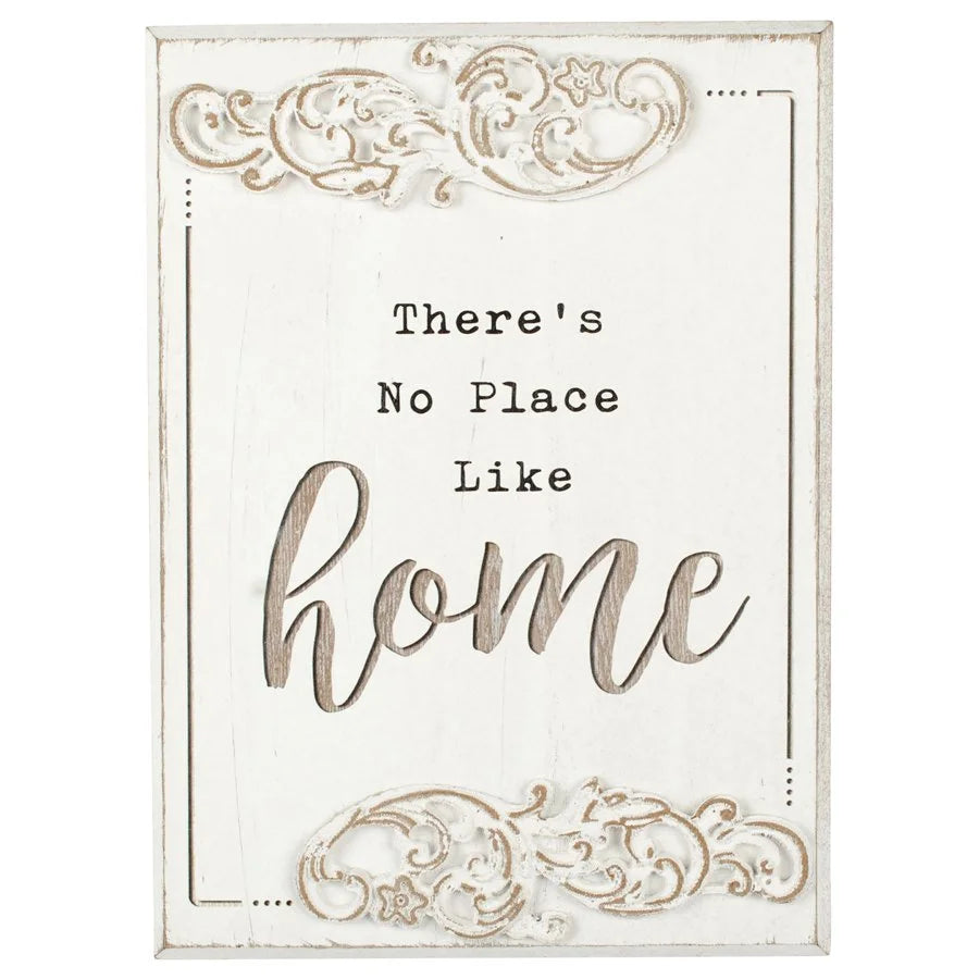 Wood-carved ’No Place Like Home’ Wall Art 20x27cm - Home &