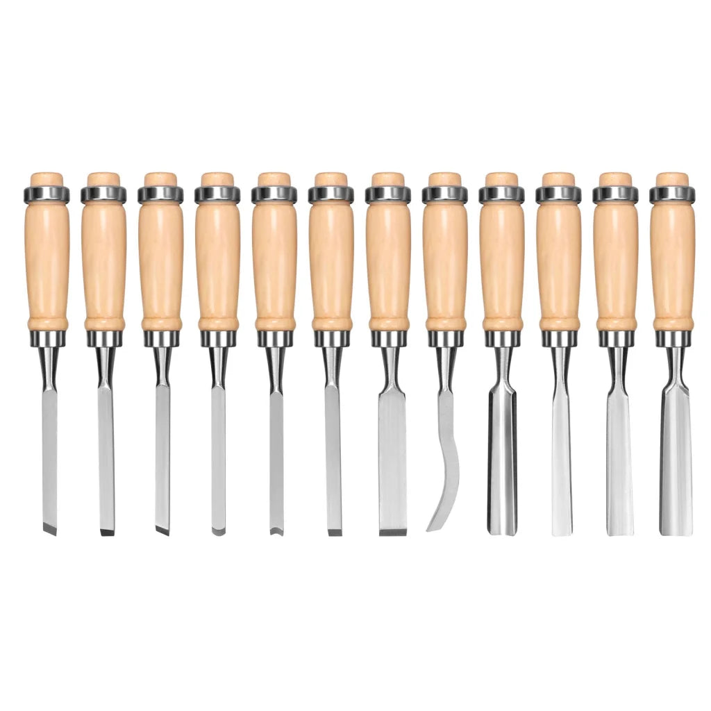 Wood Carving Chisel Set 12Pc High Carbon Steel Woodworking