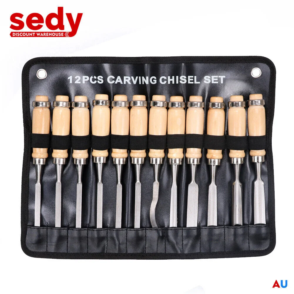 Wood Carving Chisel Set 12Pc High Carbon Steel Woodworking