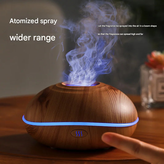 Wood grain Mini USB Aromatherapy Diffuser with Flame