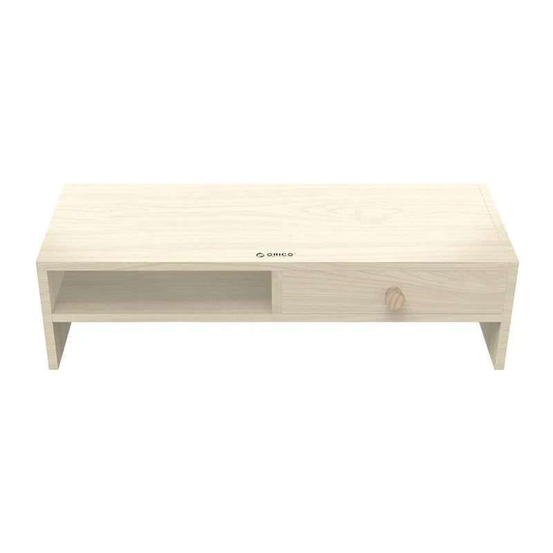 Wood Grain Monitor Stand With Drawer - 2 Layers-1964932260281061377