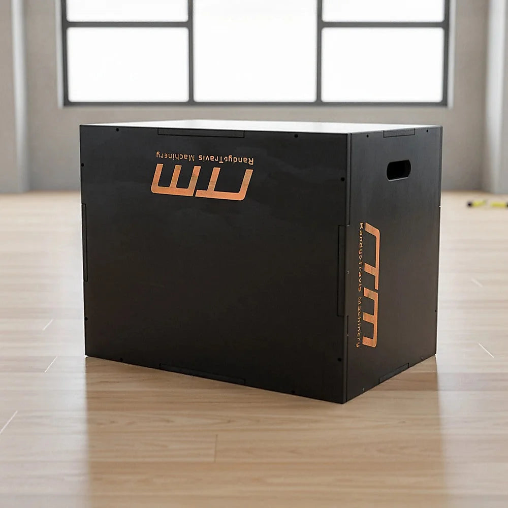 Wood Plyometric Jump Box 3-in-1 - Black - Fitness