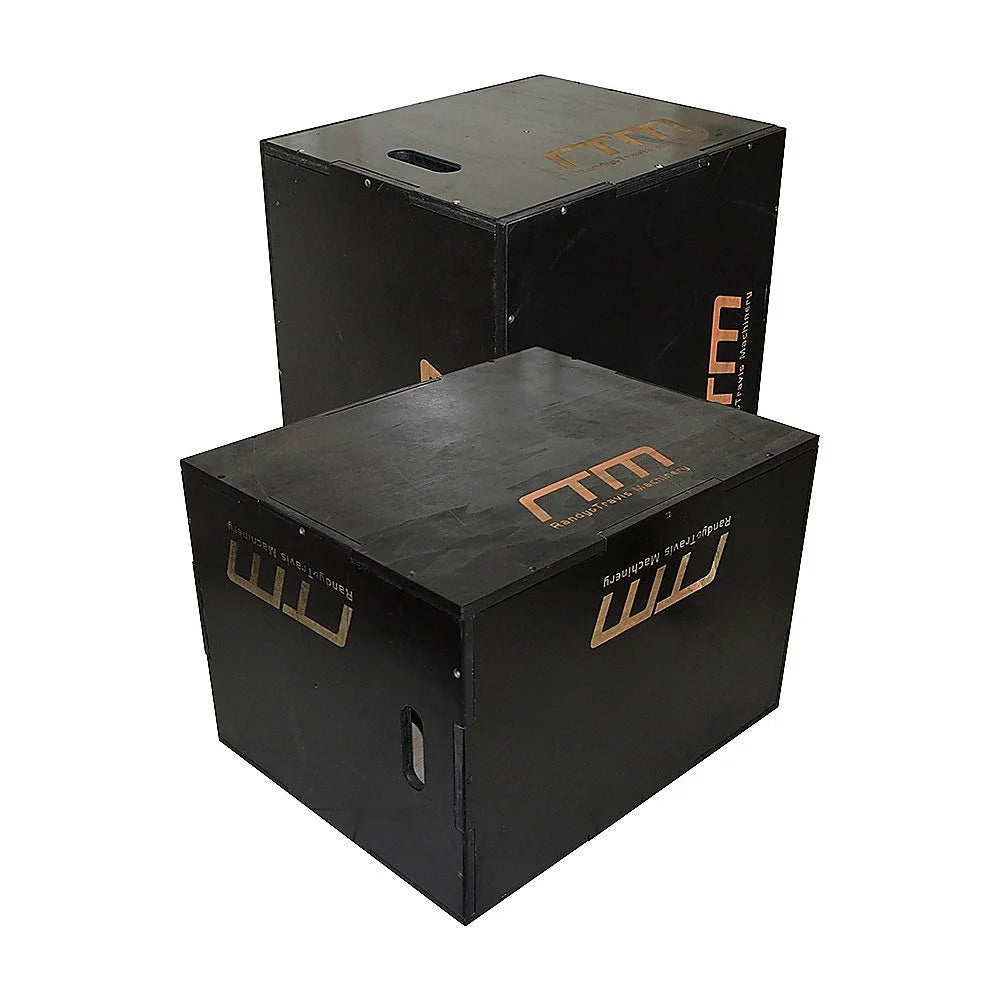 Wood Plyometric Jump Box 3-in-1 - Black - Fitness