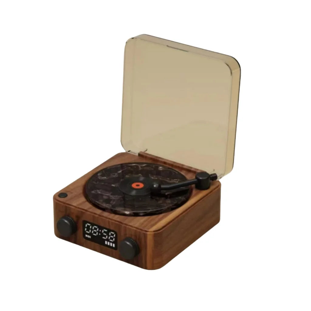 Wood Waves Retro Bluetooth Speaker Clock with Ambient Light