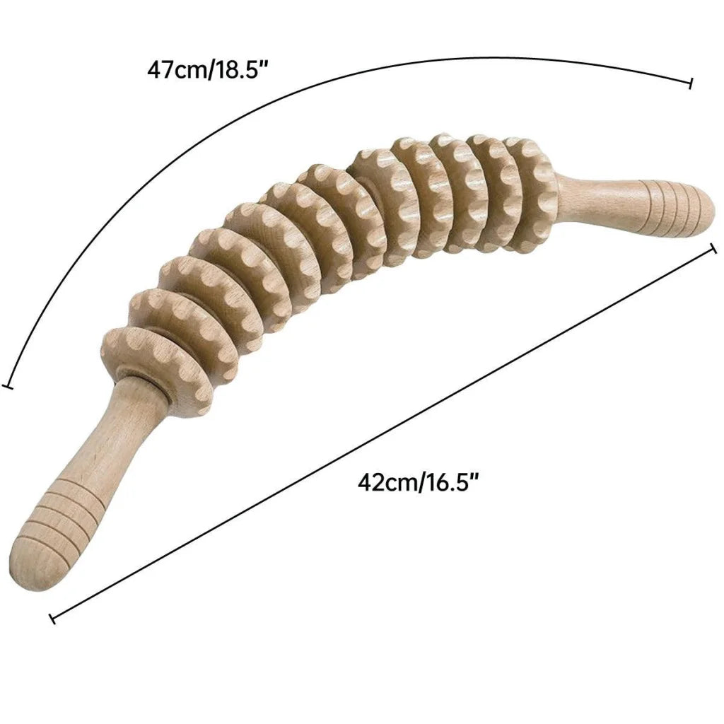 Wooden 12Roller Massage Stick Meridian Therapy Neck Back