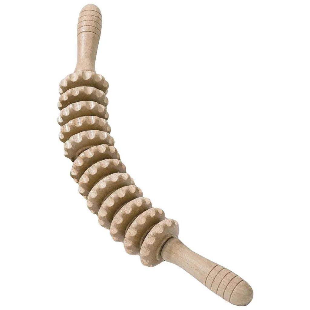Wooden 12Roller Massage Stick Meridian Therapy Neck Back