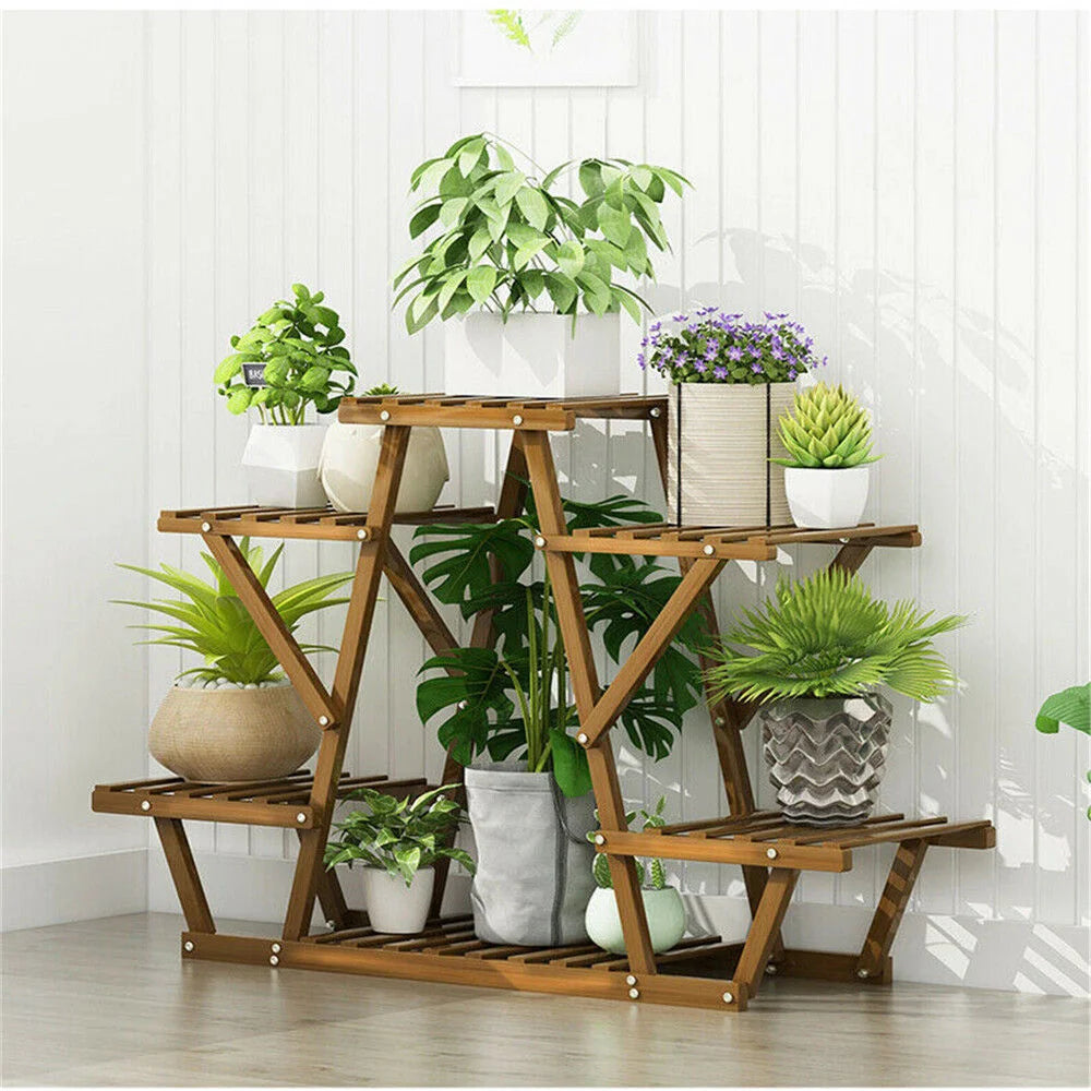Wooden 6 Tier Plant Stand A-Frame Flower Pot Display
