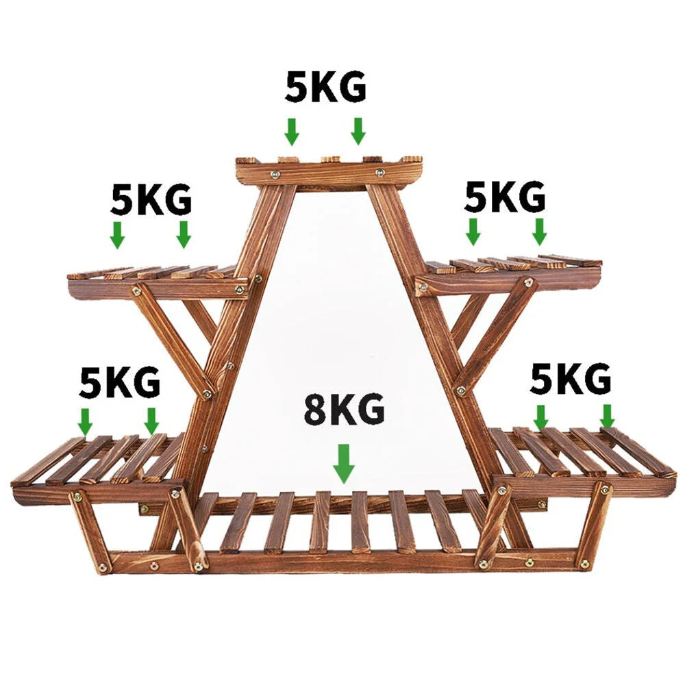 Wooden 6 Tier Plant Stand A-Frame Flower Pot Display