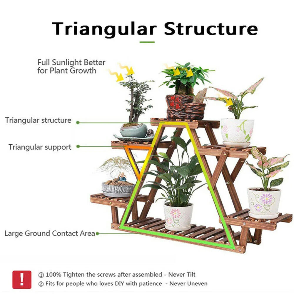 Wooden 6 Tier Plant Stand A-Frame Flower Pot Display