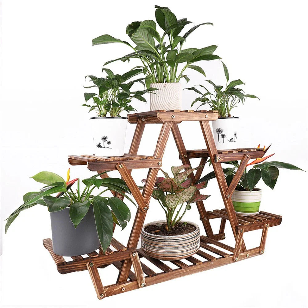 Wooden 6 Tier Plant Stand A-Frame Flower Pot Display