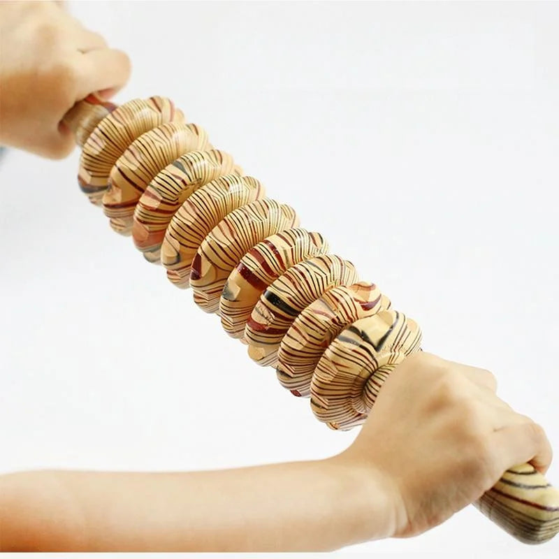 Wooden Abdominal & Leg Roller Massager - 358 Massage Wheel