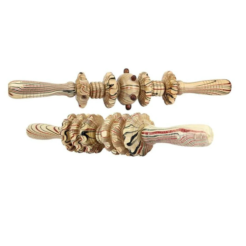 Wooden Abdominal & Leg Roller Massager - Nine Wheels White