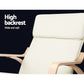 Beige wooden accent chair with padded seat and support frame