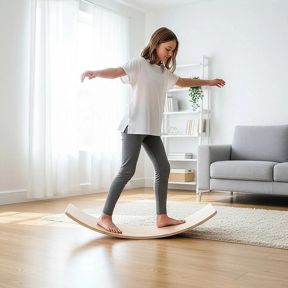 Wooden Balance Board Beam Seesaw for Kids & Adults - Yoga &