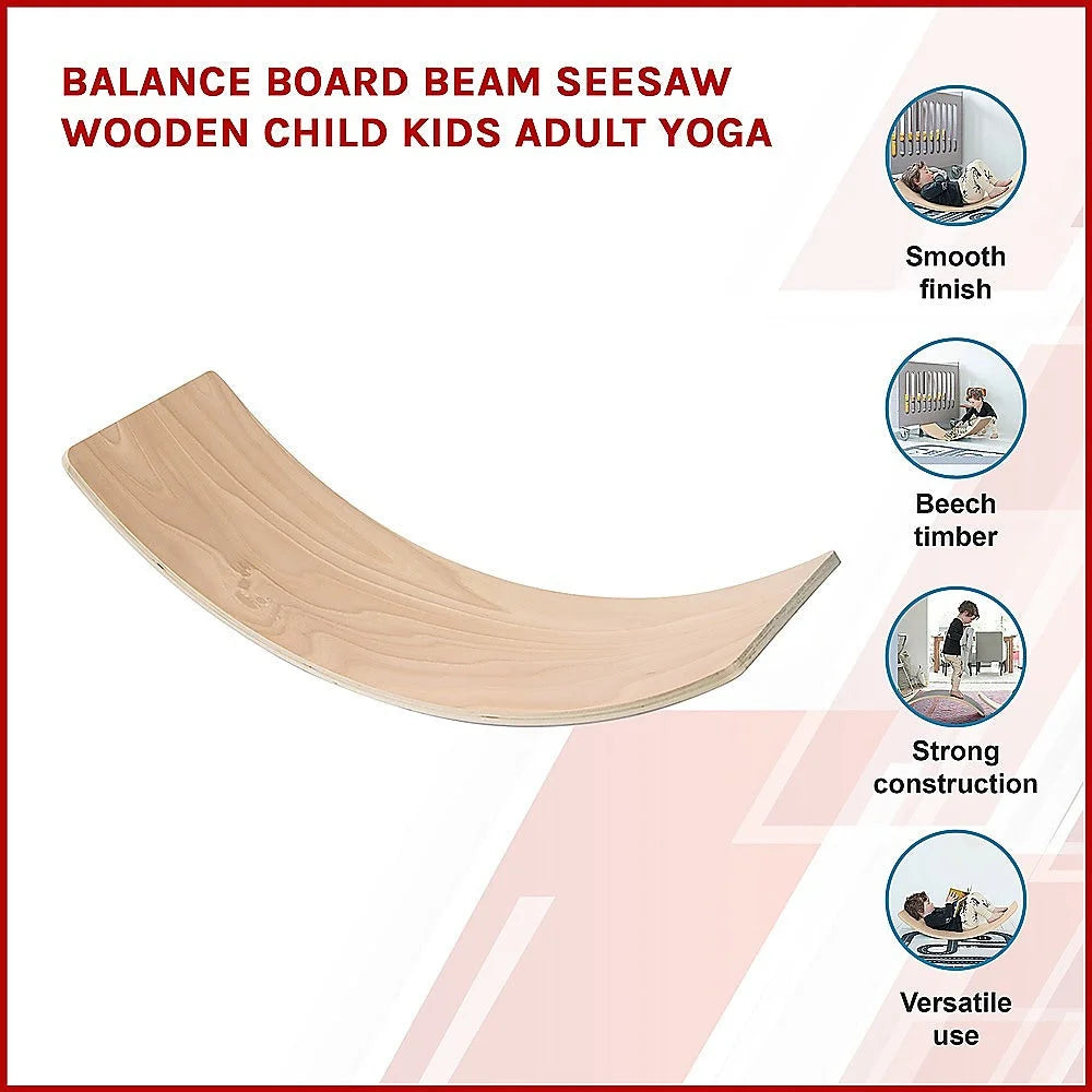 Wooden Balance Board Beam Seesaw for Kids & Adults - Yoga &