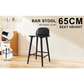 Wooden Bar Stool Dining Chair Ash Wood ELISE 65cm BLACK