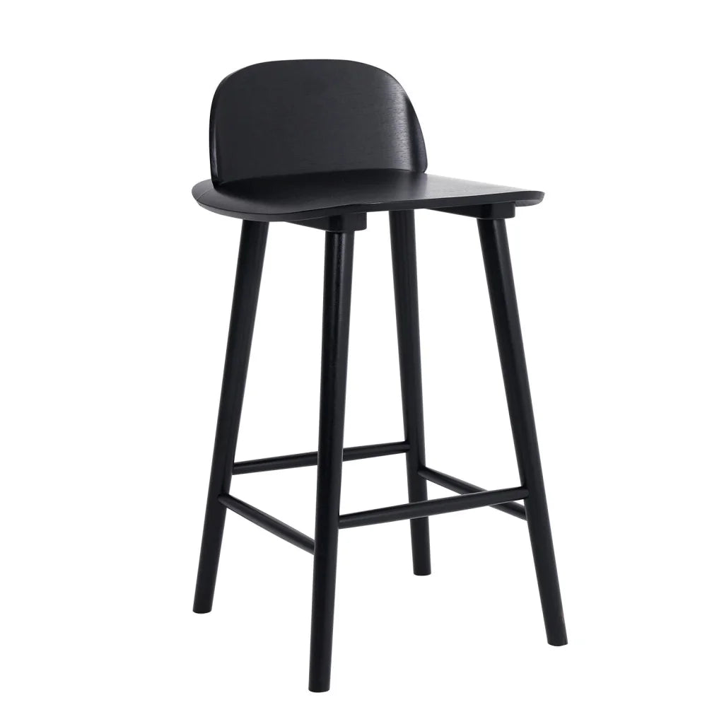 Wooden Bar Stool Dining Chair Ash Wood ELISE 65cm BLACK