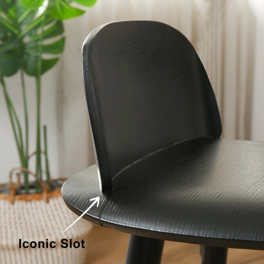 Wooden Bar Stool Dining Chair Ash Wood ELISE 65cm BLACK