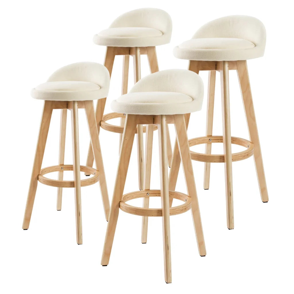 Beige wooden 72cm bar stool leila with shaped seat and supportive backrest