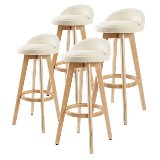Beige wooden 72cm bar stool leila with shaped seat and supportive backrest