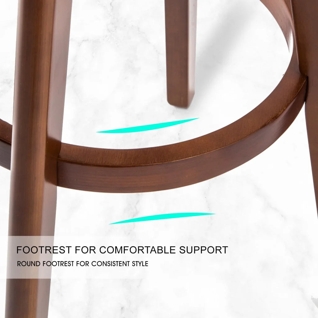 Wooden Bar Stool Leila Leather 72cm Black Brown Set of 2