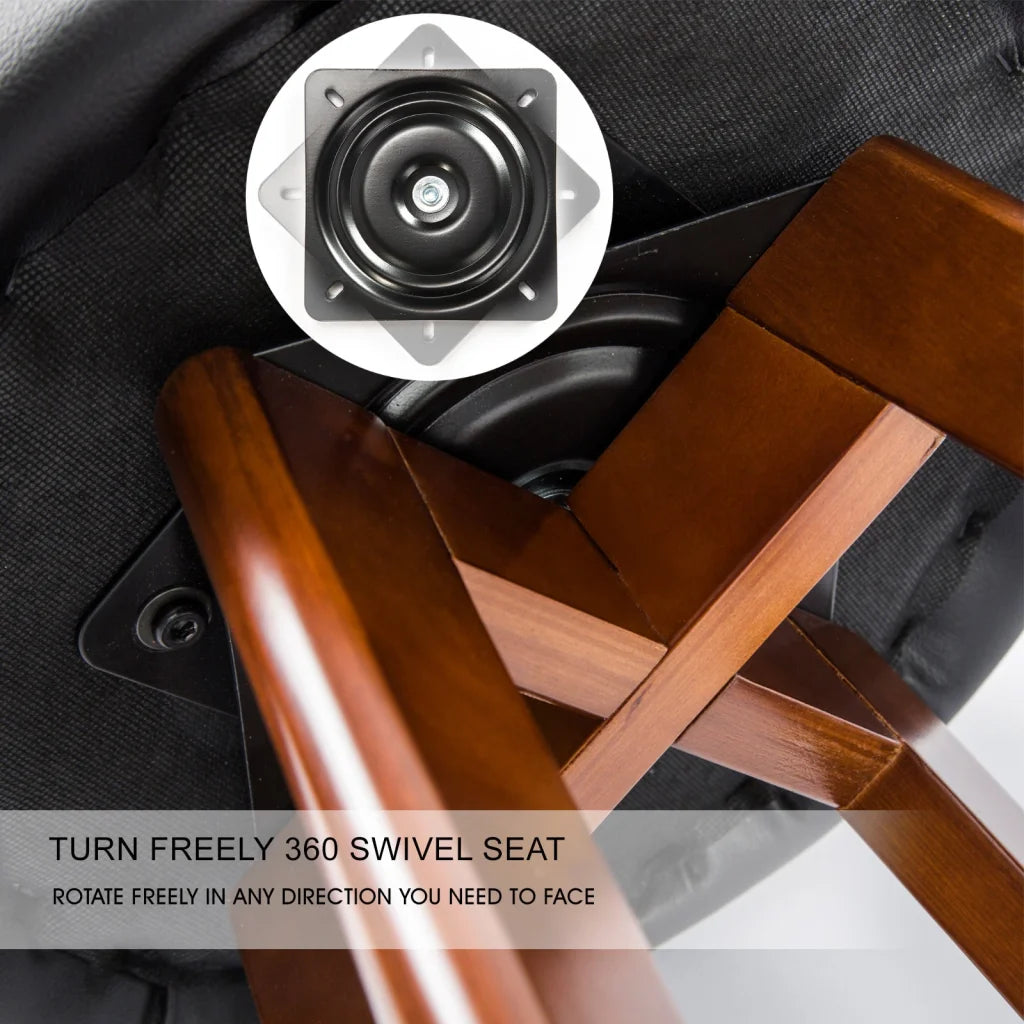 Wooden Bar Stool Leila Leather 72cm Black Brown Set of 4