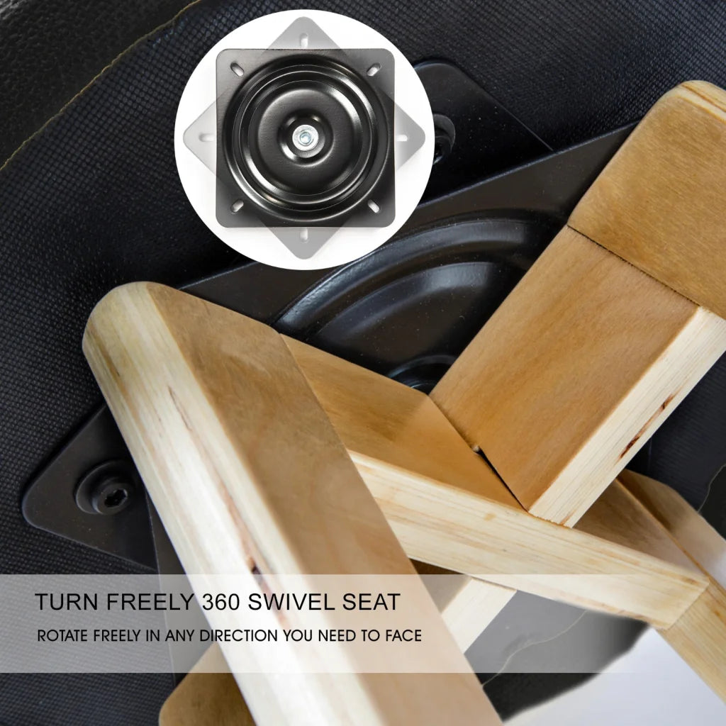 Wooden Bar Stool Leila Leather 72cm Black Set of 2