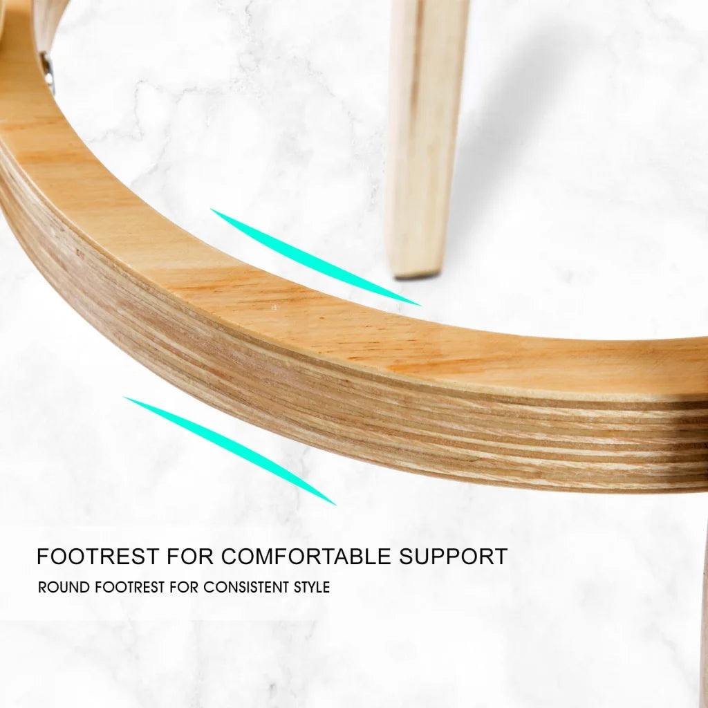 Wooden Bar Stool Leila Leather 72cm Black Set of 4