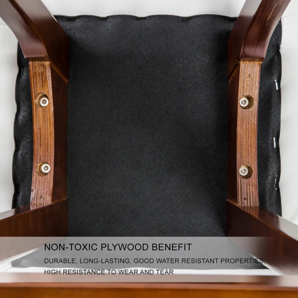 Wooden Bar Stool Sophia Leather 65cm White Brown Set of 4