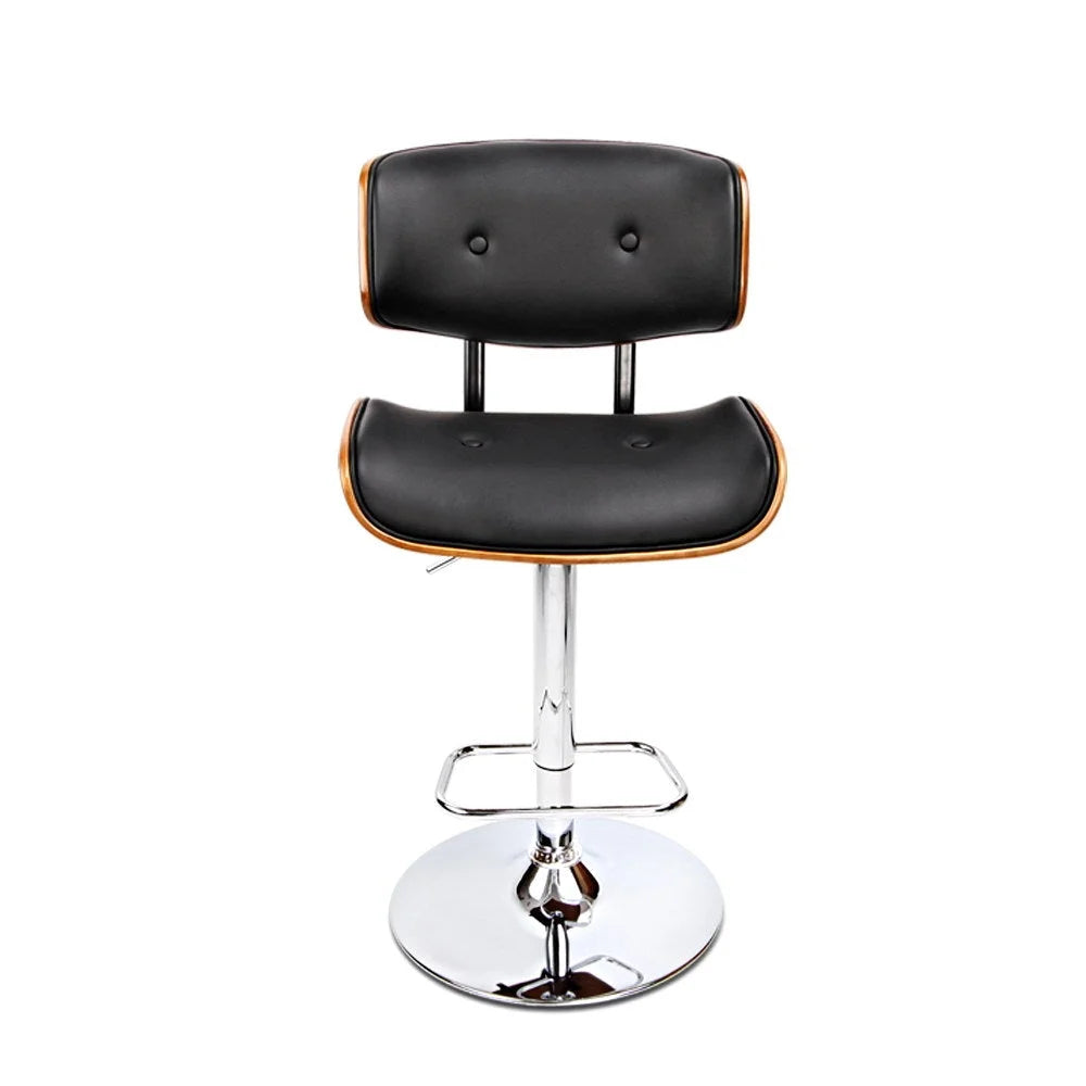 Wooden Bar Stool with Gas Lift Black/Chrome - Bar Stools &