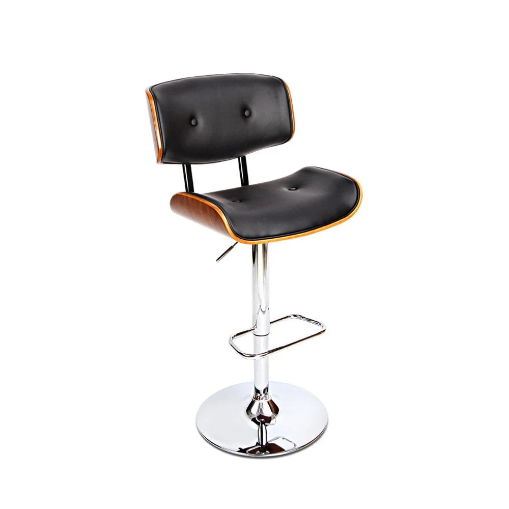 Wooden Bar Stool with Gas Lift Black/Chrome - Bar Stools &