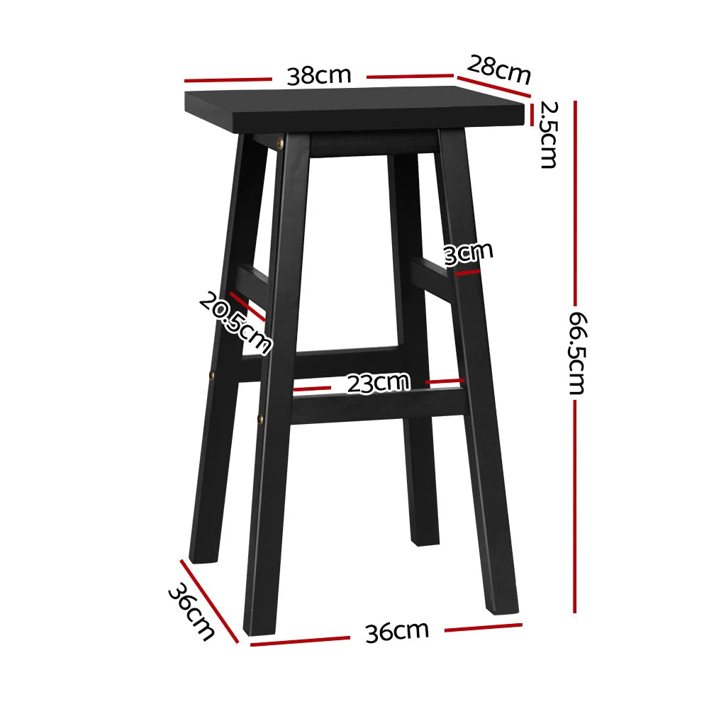 Wooden Bar Stools Set of 4 Kitchen Bar Stool Chairs Black