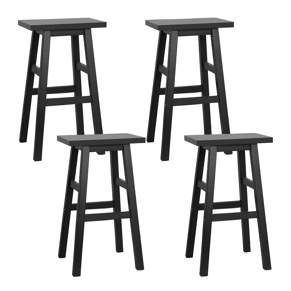 Wooden Bar Stools Set of 4 Kitchen Bar Stool Chairs Black